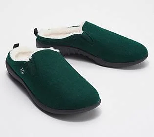 Spenco Orthotic Wool Slippers - Dundee, Size 6 Wide, Olive