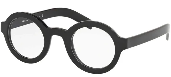 Prada CONCEPTUAL PR01XV Round Eyeglasses For Men, 43-26-145, 1AB1O1-BLACK