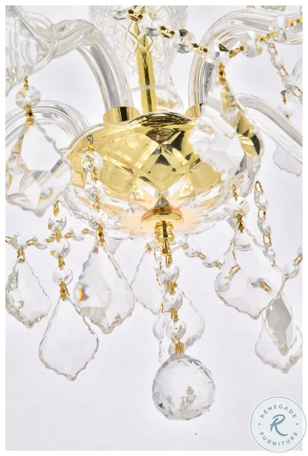 Elegant Lighting V7855D21G/RC Verona 5 Light Gold Chandelier Clear Royal Cut Crystal