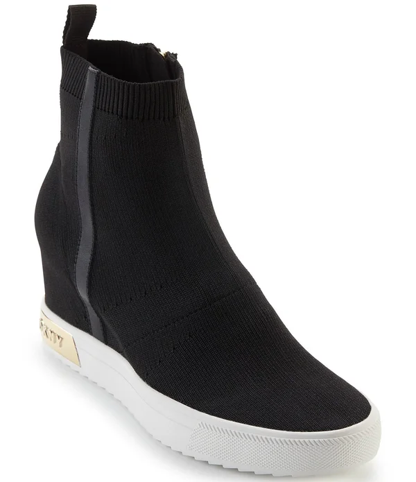 Dkny Cali Logo Wedge Sneaker Booties - 8.5M