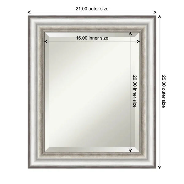 Amanti Art 21x22 x 25x22 Salon Framed Wall Mirror in Silver