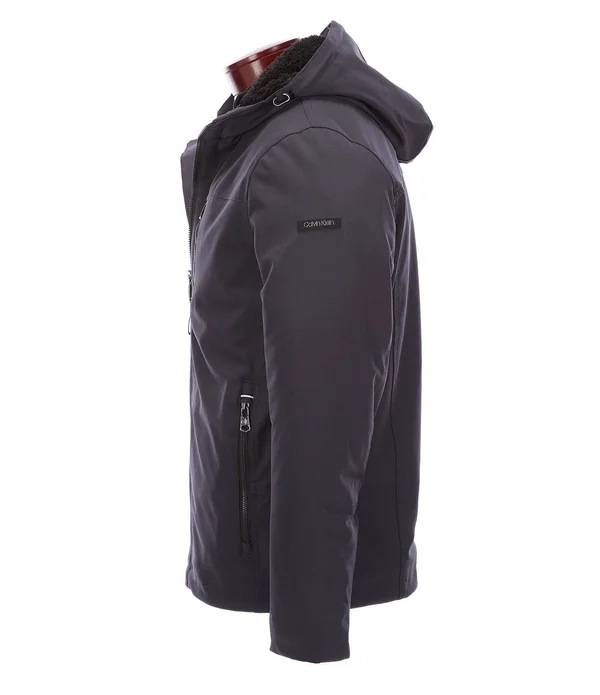 Calvin Klein Soft Shell Hood Full-Zip Jacket, Mens, XL, Iron