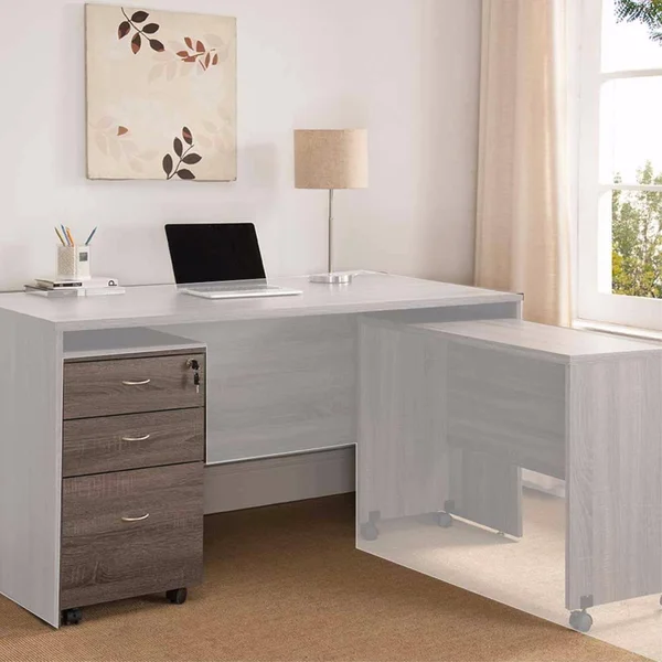 Wide Storage Mobile File Cabinet Brown
