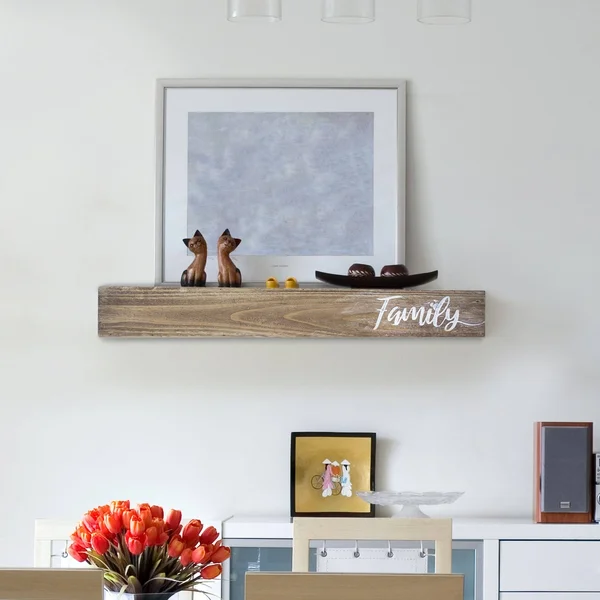 American Art Decor Family Wood Floating Wall Shelf, Brown