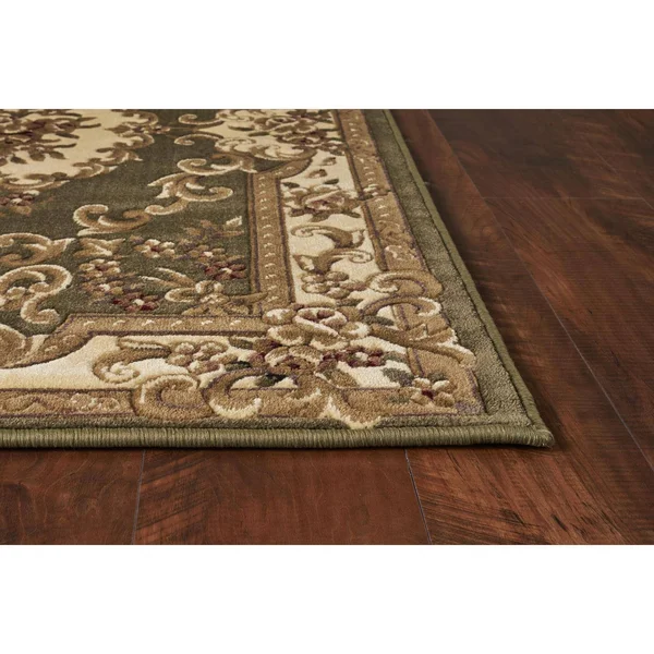Kas Corinthian 5312 Aubusson 7&7x22 x 10&10x22 Green, Ivory Area Rug