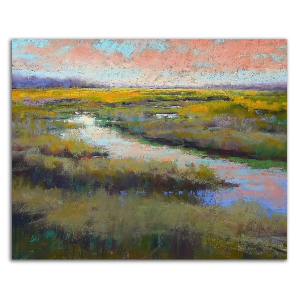 18x22 x 22x22 A Glimmer on The Marsh by Alejandra Gos Print on Canvas