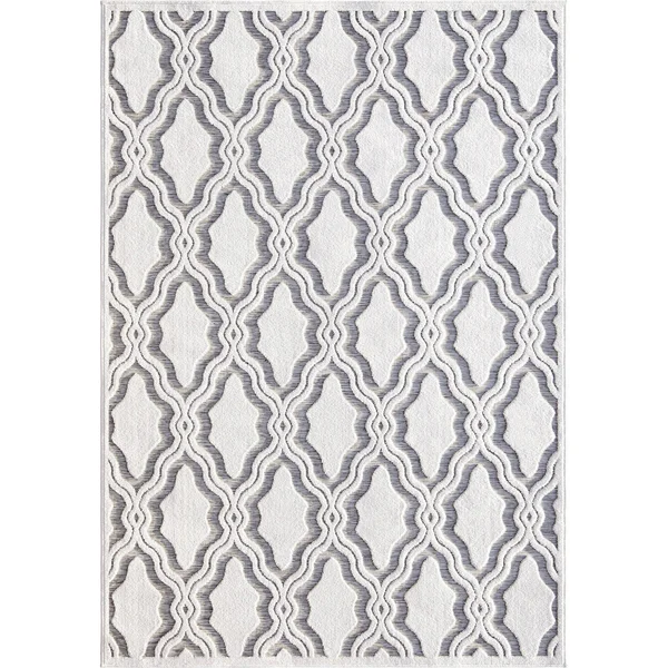 My Texas House by Orian Indoor/Outdoor Cotton Blossom Natural Gray Area Rug - 7&9x22 x 10&10x22
