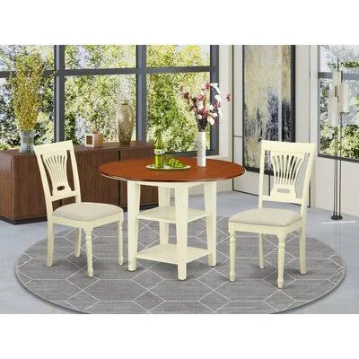 Aggappera Drop Leaf Solid Wood Rubberwood Dining Set Winston Porter Pieces Included: 3 Pieces: 1 Table, 2 Chairs