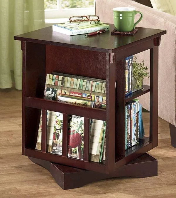 Seventh Avenue Revolving End Table - Walnut, Composite