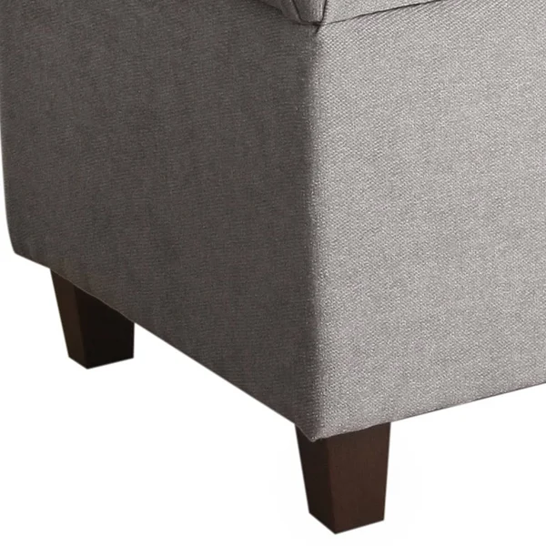 Fabric Upholstered Button Tufted Wooden Bench with Hinged Storage, Gray and Brown - As Pictured