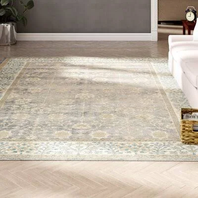 Icarus Oriental Gray/Ivory/Light Blue Area Rug Beachcrest Home Rug Size: Rectangle 10& x 13&