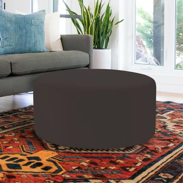 Howard Elliott Seascape Charcoal Universal 36x22 Round Ottoman