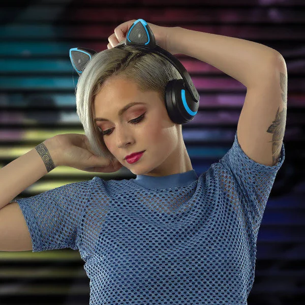 Brookstone - Wireless Cat Ear Headphones with Removable Ears