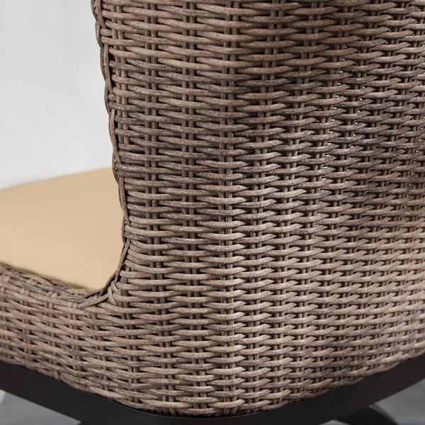 Home Decorators Collection Hazelhurst Brown Wicker Outdoor Patio Swivel High Dining Chairs with Sunbrella Beige Tan Cushions (2