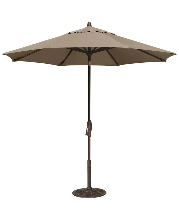 Sunbrella Patio Umbrella, Outdoor Bronze 9' Auto-Tilt - Spectrum Sand