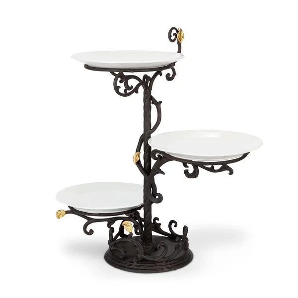 Gold Leaf 3-Tier Server with Plates - GG Collection