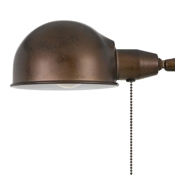 Adjustable Height Metal Desk Lamp with Dome Shade, Rustic Bronze