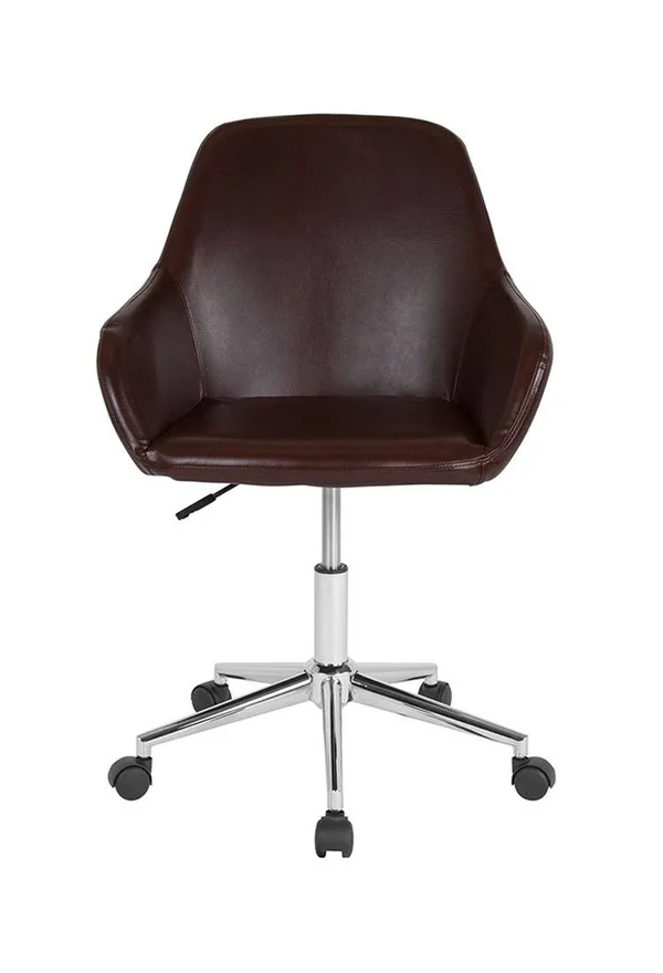 Flash Furniture Cortana Home Mid Back Leather Swivel Office Chair, White