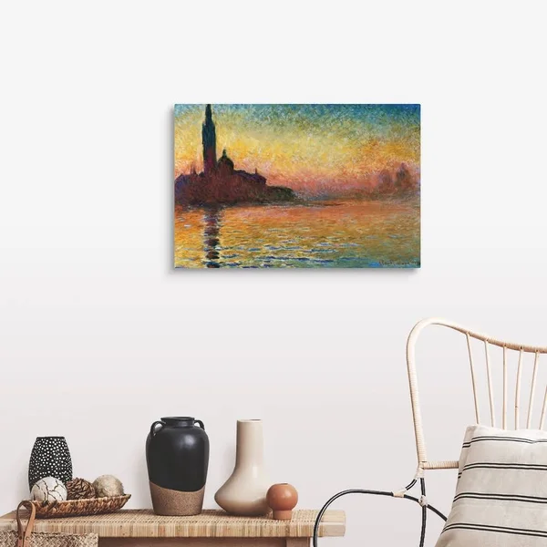 San Giorgio Maggiore at Twilight by Claude Monet, Large Solid-Faced Canvas Wall Art Print, Great Big Canvas
