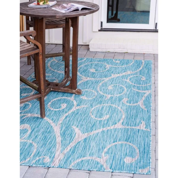 Unique Loom Outdoor Curl Rug - Light Gray (5& 0 x 8& 0)