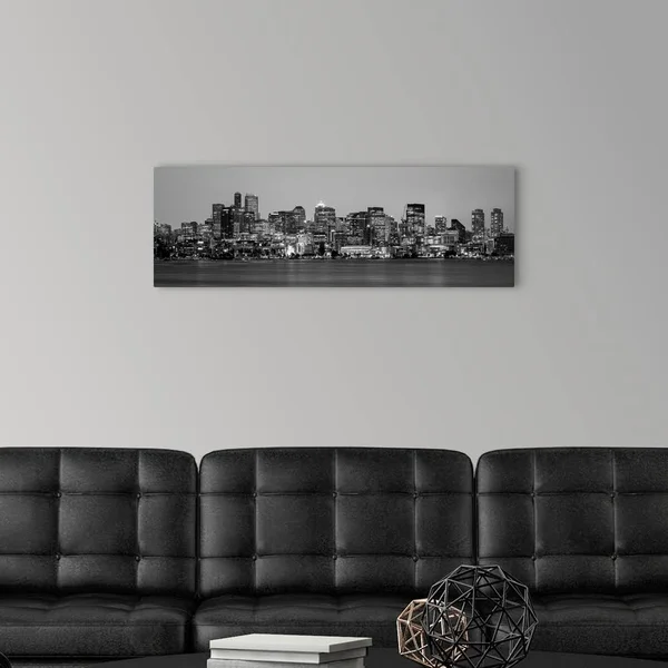 Panoramic Seattle City Skyline at Night, Washington, Canvas Wall Art, 36x12, Great Big Canvas