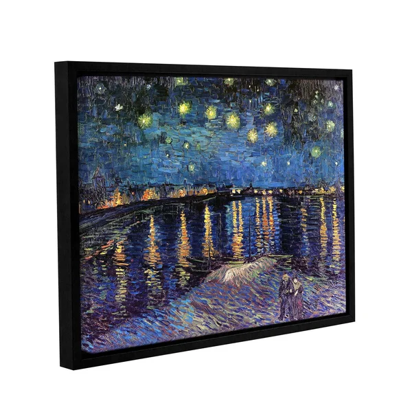 ArtWall &Vincent Van Gogh&s Starry Night Over The Rhone& Gallery Wrapped Floater-framed Canvas 24x32