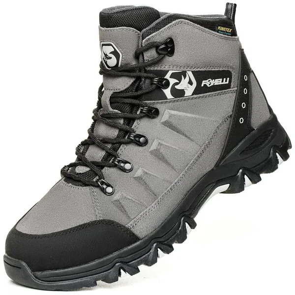 Foxelli Hiking Boots for Men, Waterproof, Grey, 9
