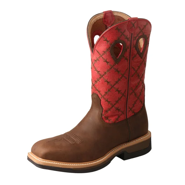 Twisted x Men's MLCA005 Lite Cowboy Alloy Toe Work Boot - Brown/Flash Red Leather
