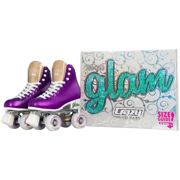 Disco Glam Roller Skates, Glamorous Glitter Quad Skates Teal Glitter, US Mens 3.5, US Ladies 4, EU 35