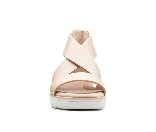 Clarks Jillian Rise Womens Leather Criss-Cross Wedge Sandals - Blush