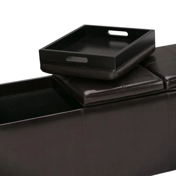 Simpli Home Avalon Linen Look Storage Ottoman - Natural