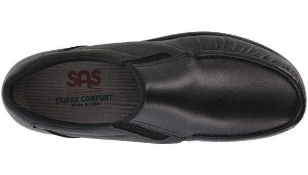 SAS Men's Side Gore Slip on Loafer - Black Smooth N, 12.5