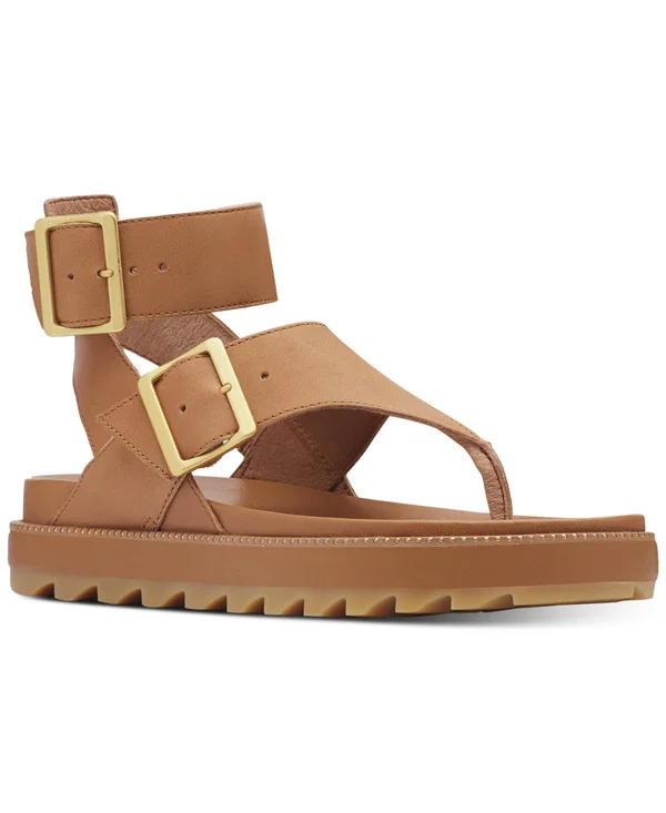 Sorel Women's Roaming T-Strap Sandal - 6 - Camel Brown