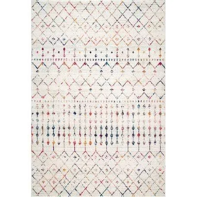 Ashanti Geometric Ivory Area Rug Mistana Rug Size: Oval 4& x 6&