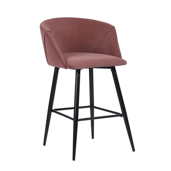 Furniture R Mid-Century Modern Velvet Bar Stool (Set of 2) - Rose