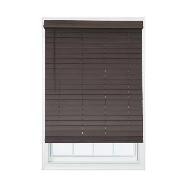 Allen + Roth 2.5-in Slat Width 50.75-in x 72-in Cordless Brown Faux Wood Room Darkening Horizontal Blinds, DFHSC5472-50.75