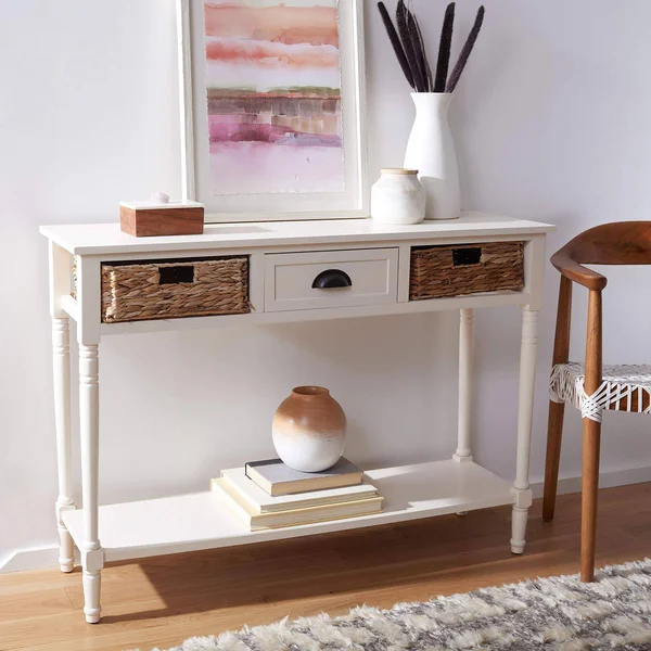 Safavieh Christa Console Table with Storage - Distressed White