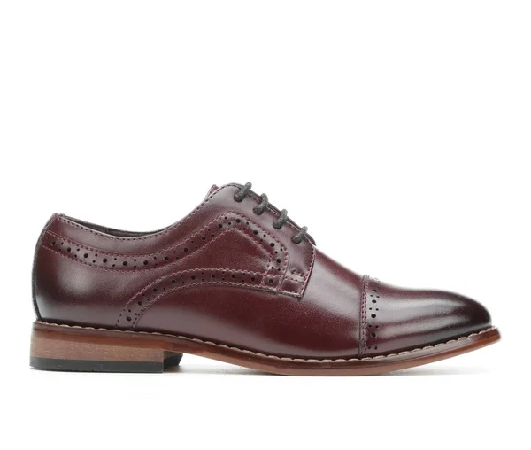 Boys& Stacy Adams Dickinson Perforated Cap Toe Oxford - Kids, Size: 11.5, Burgundy Leather