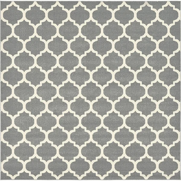 Unique Loom Philadelphia Trellis Rug - Size: 10& 0 x 10& 0 Square, Gray