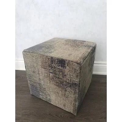 Bump 16x22 Tufted Square Abstract Pouf Ottoman 17 Stories Fabric: Blue