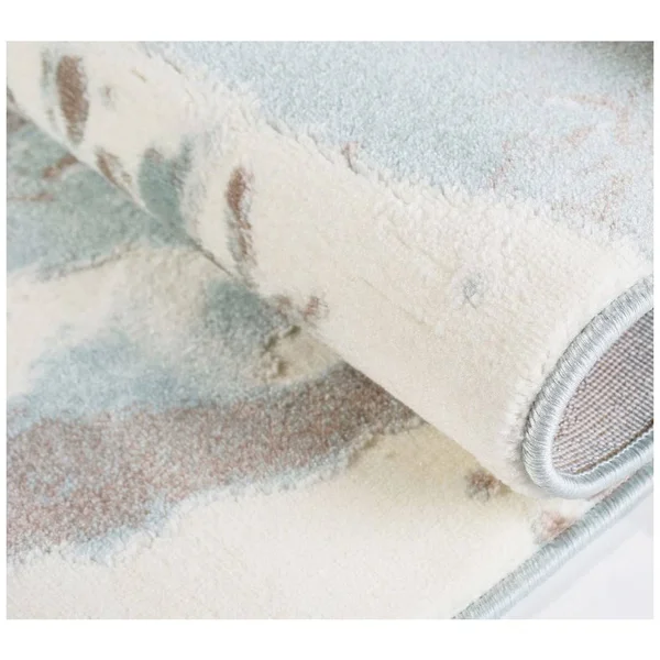 Ladole Rugs Boliviya Collection Floral Pattern Poppy Abstract Area Rug Carpet in Blue-Cream, 5x8 (5&3x22 x 7&6