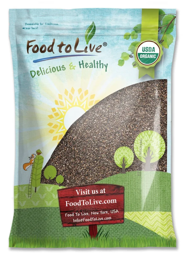 Organic Black Chia Seeds - 10 Pounds - by Food to Live