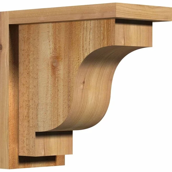 Ekena Millwork COR06X12X12NEW01RWR 6x22W x 12x22D x 12x22H Newport Rough Sawn Corbel w/Backplate - Western Red Cedar