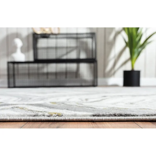 Abani Luna LUN160A Contemporary Granite and Gold Area Rug - 53x76