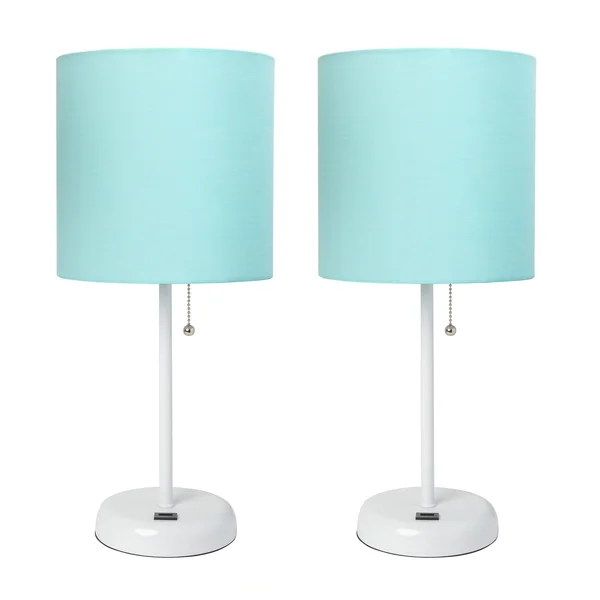 Limelights Stick Lamp with USB Charging Port and Fabric Shade 2 Pack Set - Tan