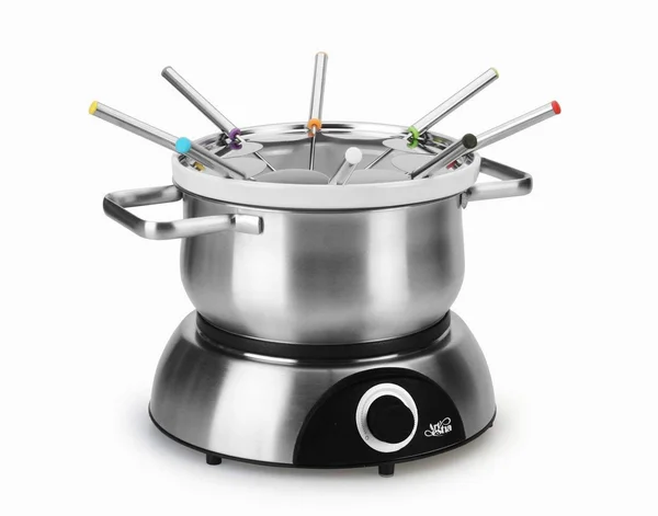 Artestia Electric Chocolate & cheese Fondue Set with Two Pots, Serve 8 Persons (Stainless Steel, Ceramic Pots, Stainless St