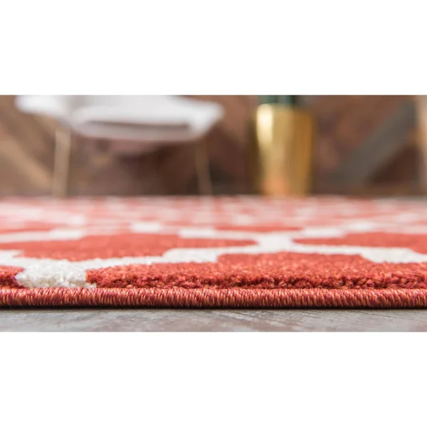 Unique Loom Philadelphia Trellis Area Rug - 8& x 8& Round - Light Terracotta