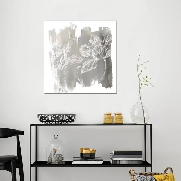 Sue Schlabach Paintings Canvas Art Prints - Neutral Water Wash II ( Floral & Botanical > Flowers art)