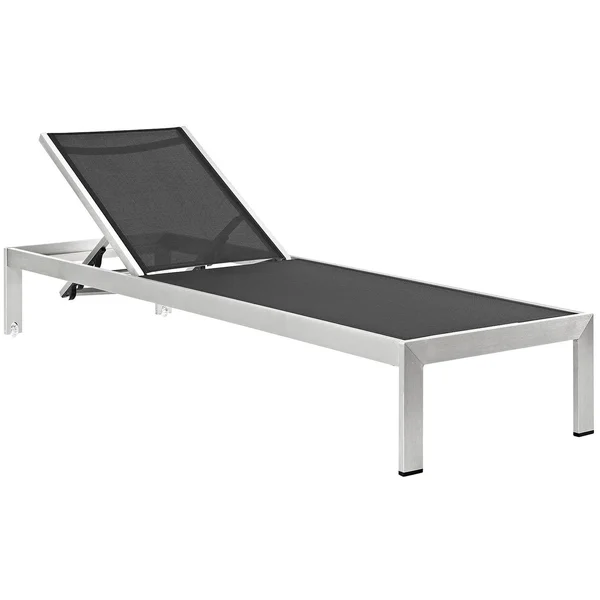 Modway Shore Outdoor Patio Aluminum Chaise with Cushions - Silver Peridot