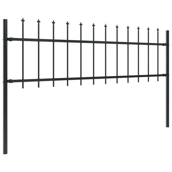 vidaXL Garden Fence with Spear Top Steel 468.5x22x23.6x22 Black
